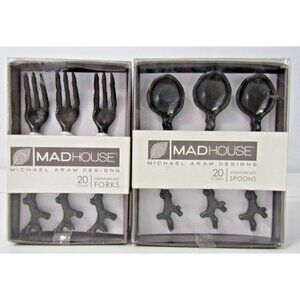 Michael Aram Cutlery Black Coral Plastic Flatware Appetizer Forks Dessert Spoons